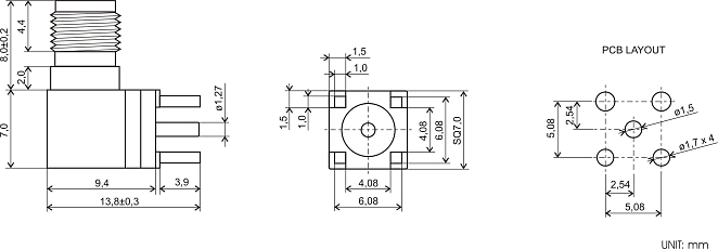 Connector SMA(f)90°, PCB