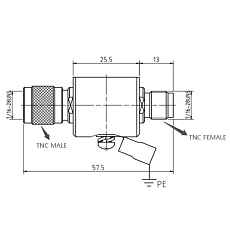Lightning arrester TNC(m)/TNC(f), SECTRON, drawing