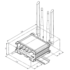 Teltonika RUT951 PoE+ LTE router, drawing