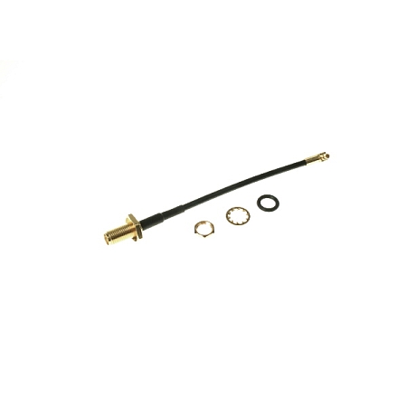 RF cable adaptor MMCX(m) R/A to SMA(f) Panel, RG174, 10cm