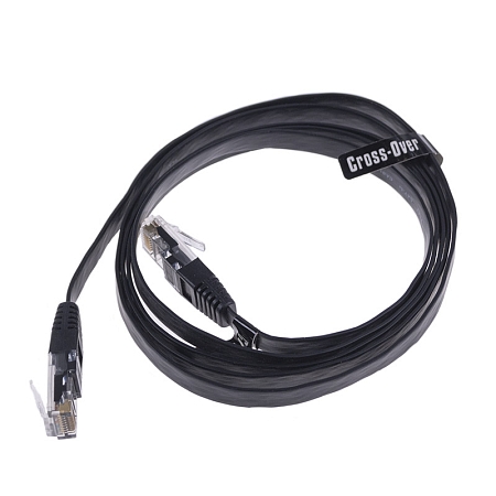 Ethernet cable, cross, flat, black, 1.5 m