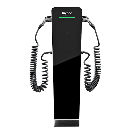 MyBox POST 2x22kW - stainless steel, 2 spiral cables Type 2, 4m