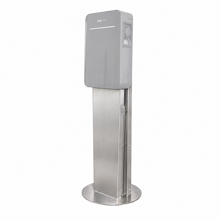 MyBox PROFI – Stand for wallbox 2×22 kW – 1.4 m – brushed stainless steel